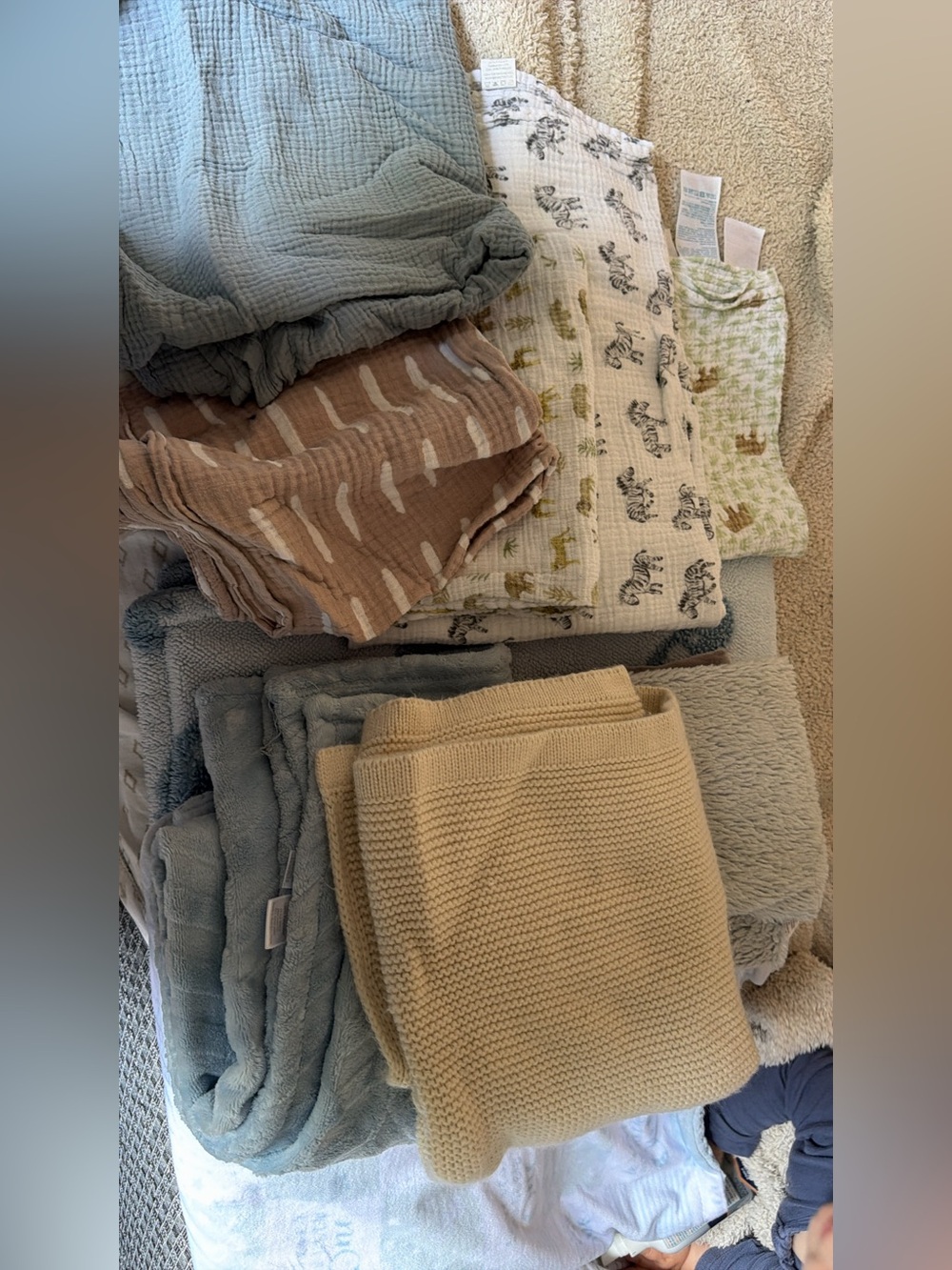Bundle of baby boy blankets